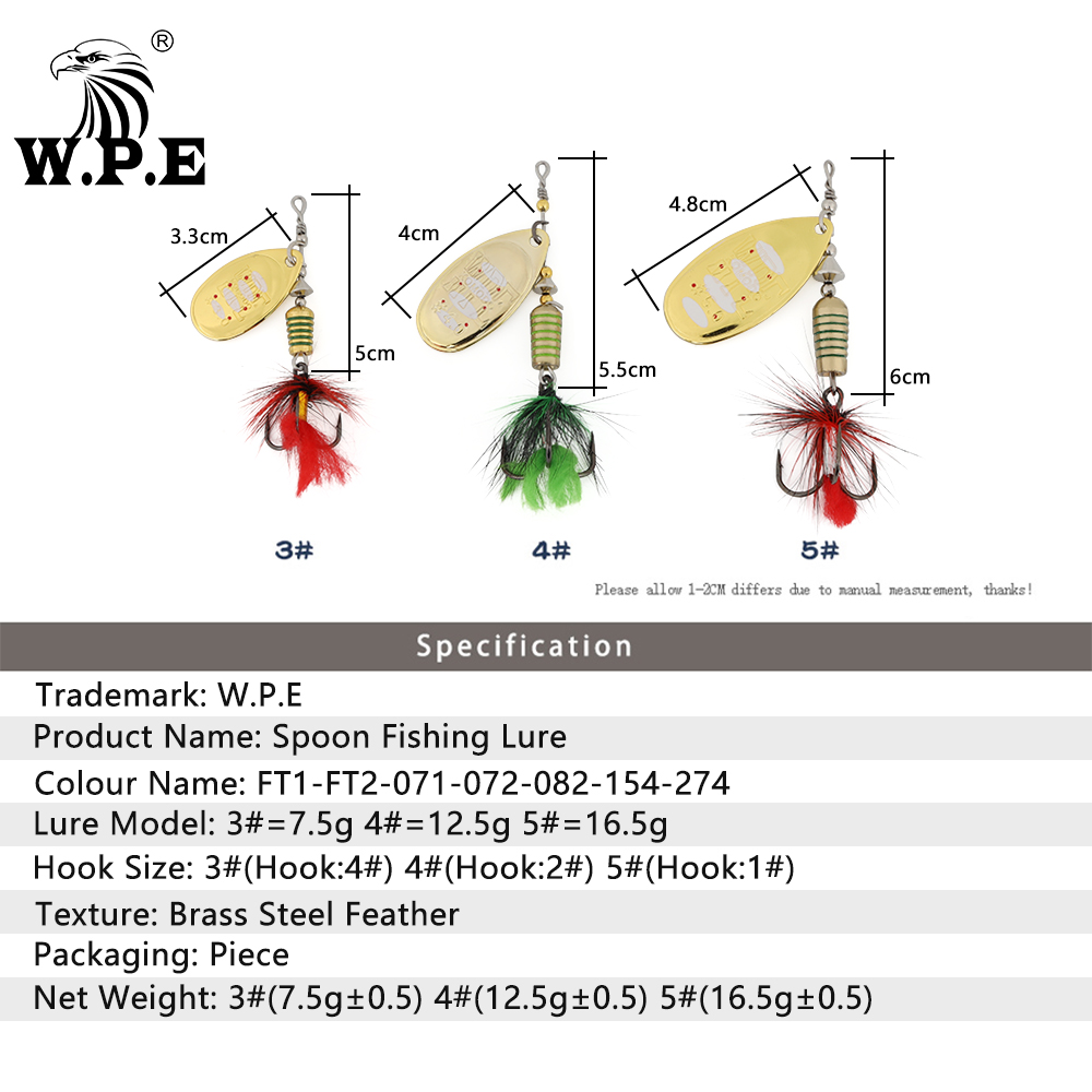 W.P.E – lot d'appâts durs en m - Fishing Lure Spinnerbait avis et prix